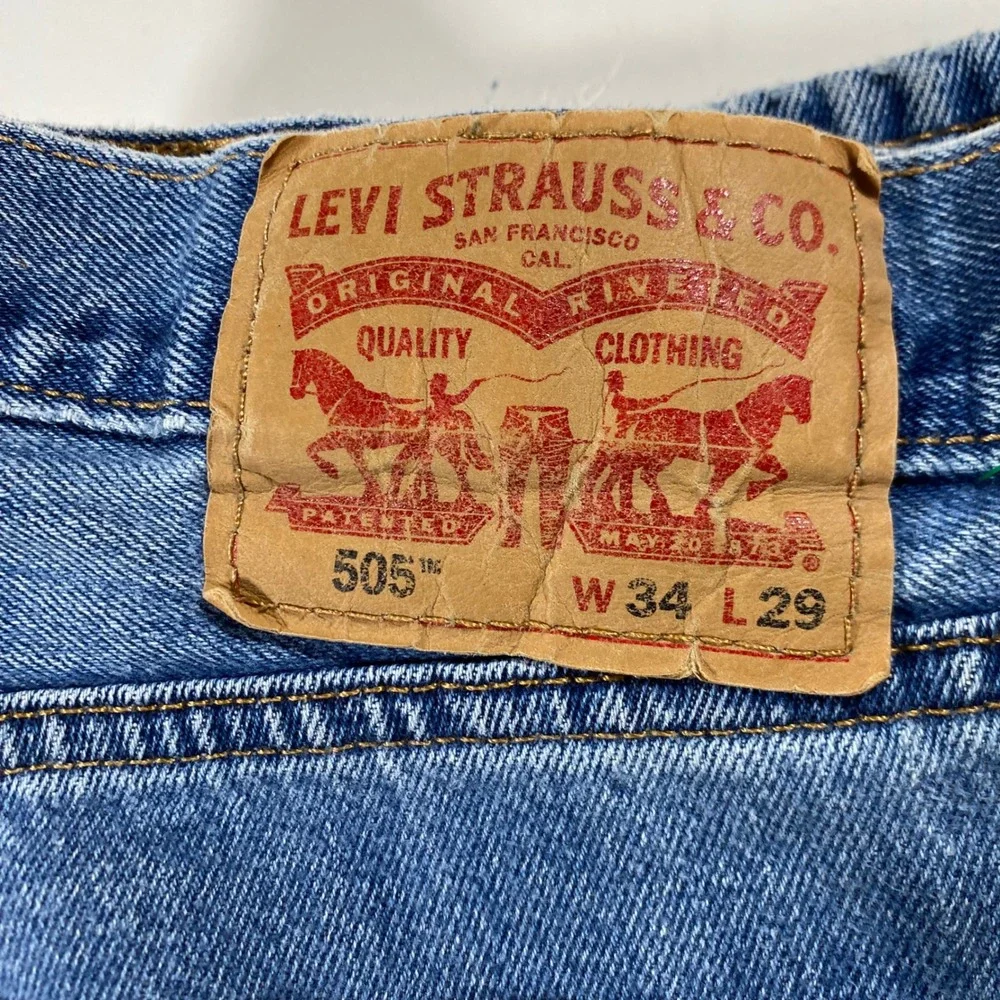 Levi's 505 Regular Fit Straight Leg Jeans Mens 34x29 Medium Wash Blue‎ Denim